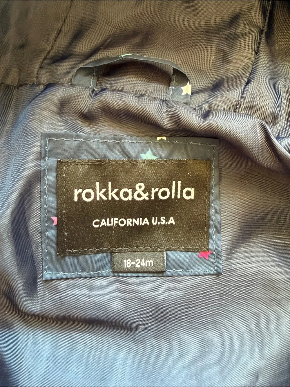 Rokka & Rolla Navy Star-Print Puffer Jacket - 18-24 Months